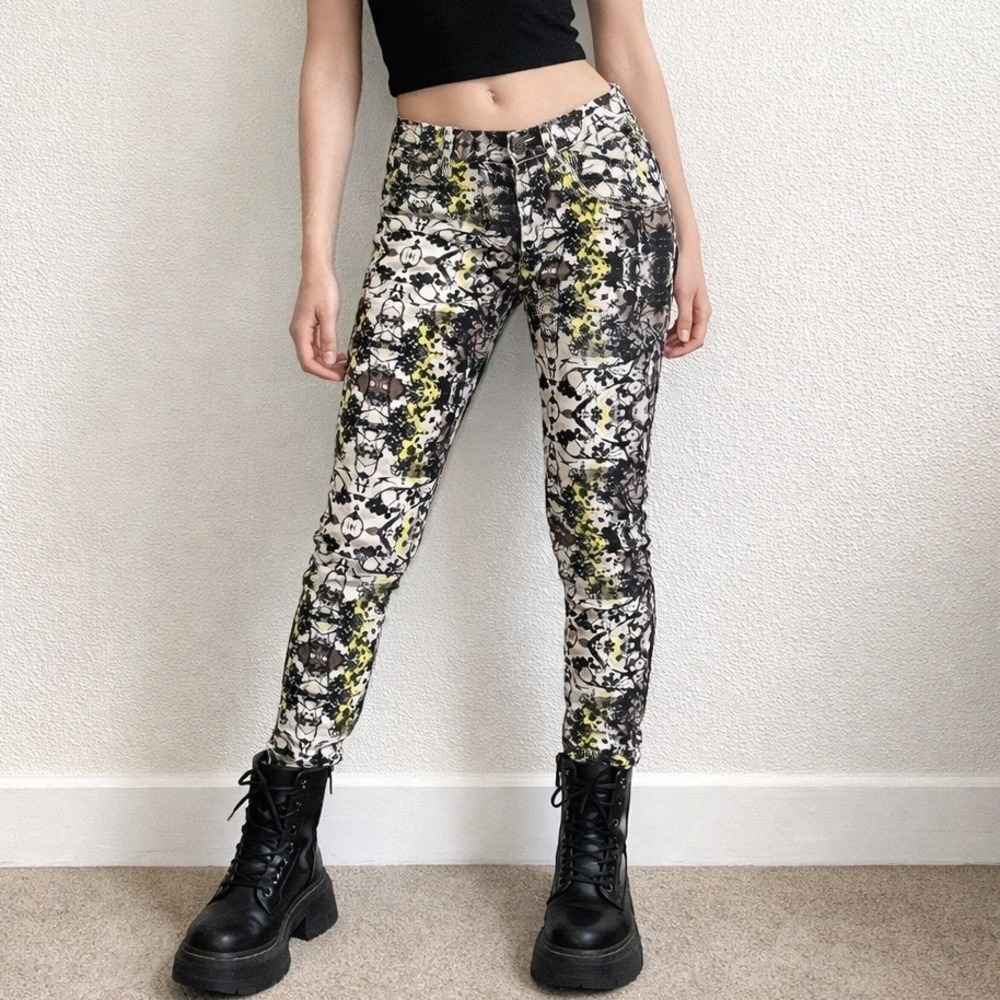 Y2K Princess Vera Wang Graphic Low Rise Skinny Pants Abstract Print Size‎ 7/28